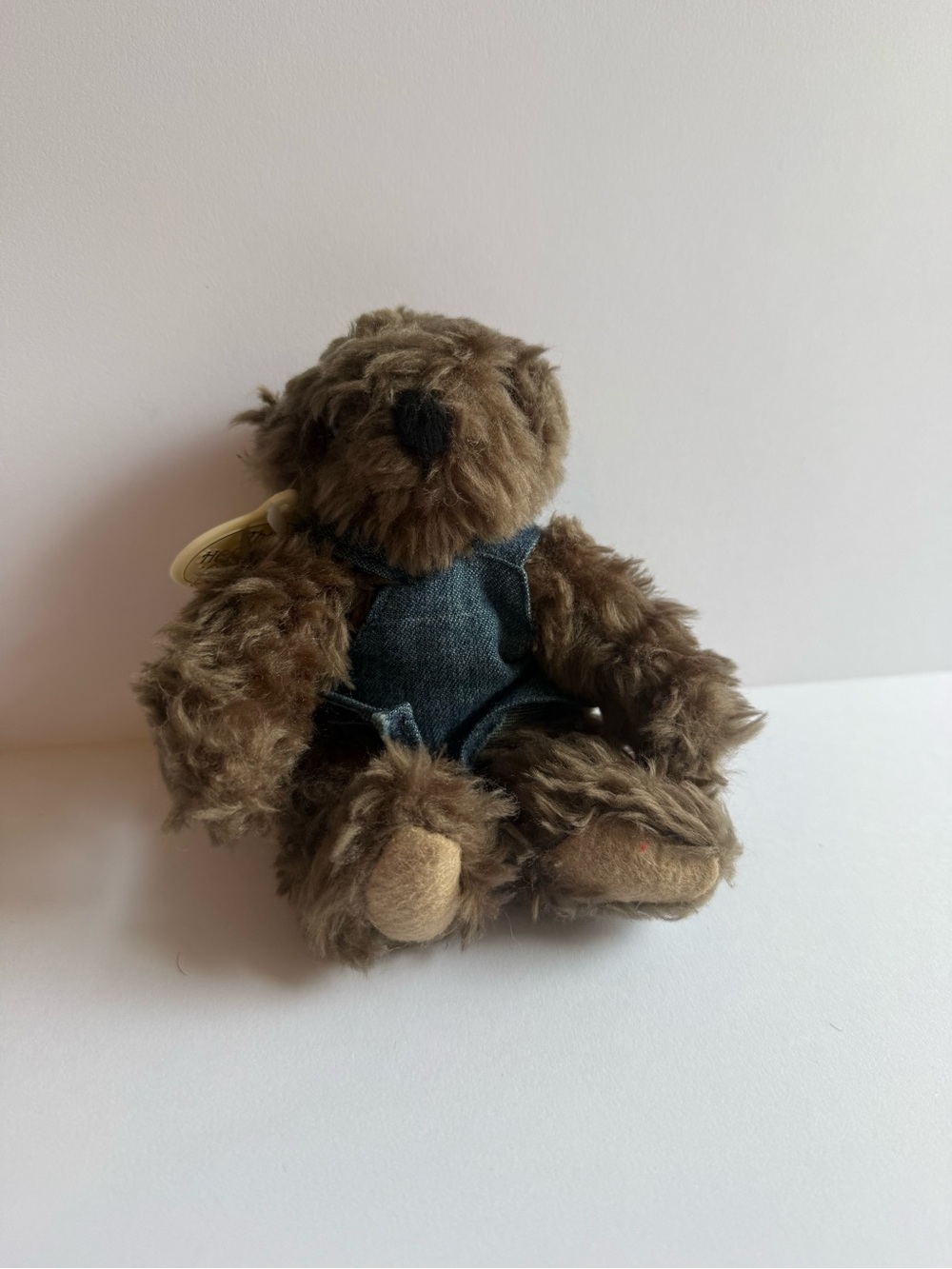 Plush Brown Teddy Bear with Denim Outfit - Soft Cuddly Toy